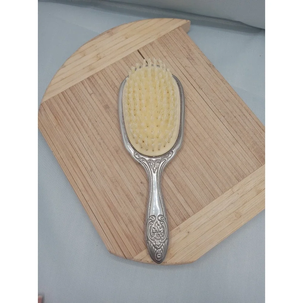 Vintage Silver Plated Hair Brush Decorative Dresser‎ Brush Mid-Century